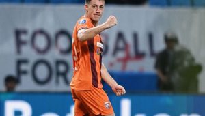 GOL TUNGGAL: Striker Borneo FC, Mariano Peralta, membuat gol spektakuler ke gawang Malut United dan menjadi satu-satunya gol di pertandingan tersebut. (Borneo FC)