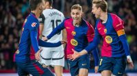 PESTA GOL: Menyarangkan dua gol serta assist dan tampil impresif, Fermin Lopez turut merayakan pesta gol Barcelona ke gawang Valencia, Senin (27/1/2025). (FC Barcelona Official).
