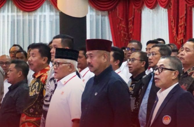 DUKUNG PENUH: Bupati Kukar Edi Damansyah menghadiri pelantikan pengurus KONI Kukar periode 2023-2027 di Pendopo Odah Etam Tenggarong. (Istimewa)
